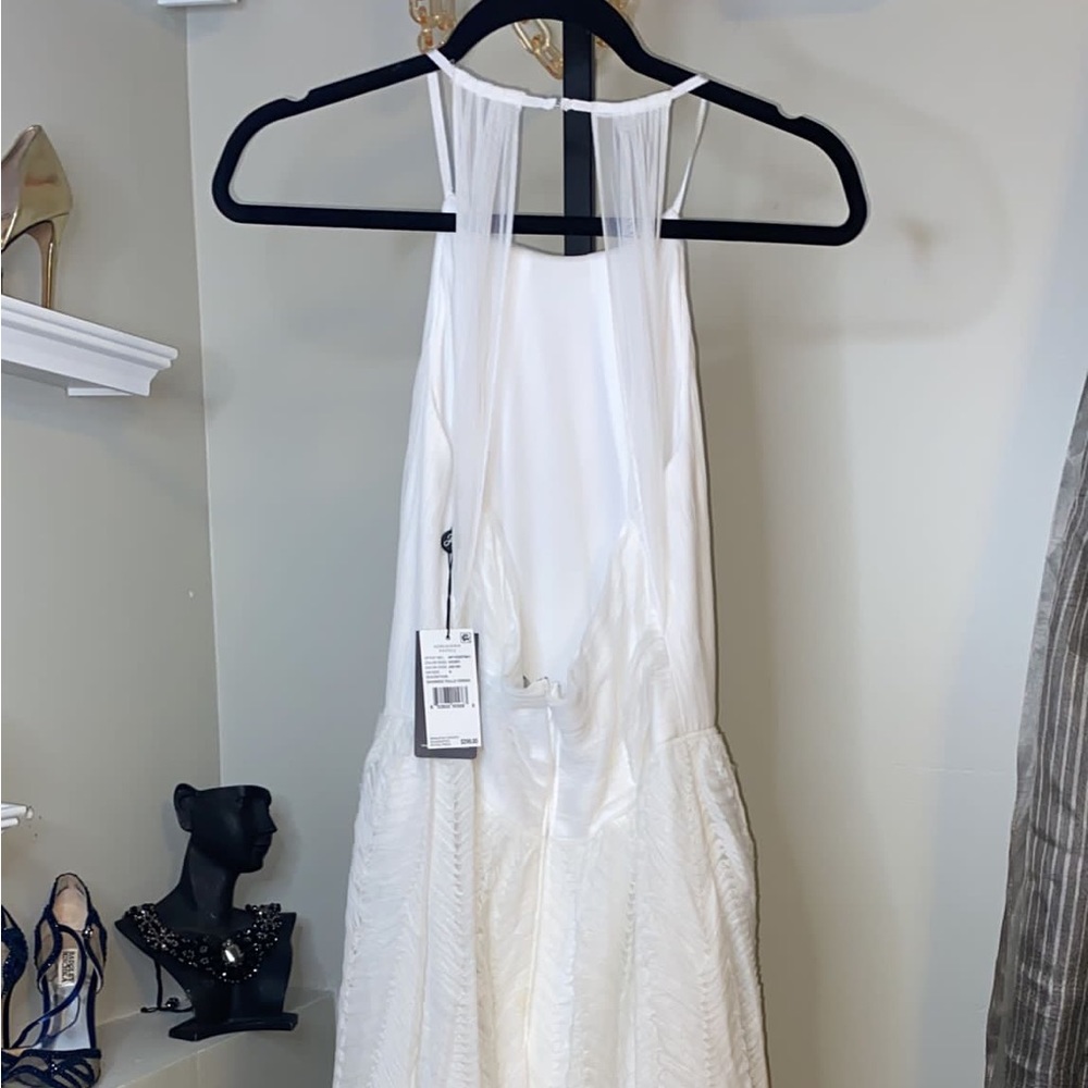 Sleeveless Shirred Tulle Midi Dress Ivory Adrianna Papell - Picture 7 of 10